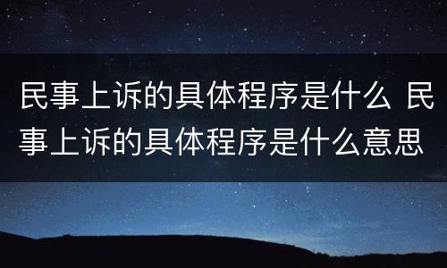 民事上诉的具体程序是什么 民事上诉的具体程序是什么意思