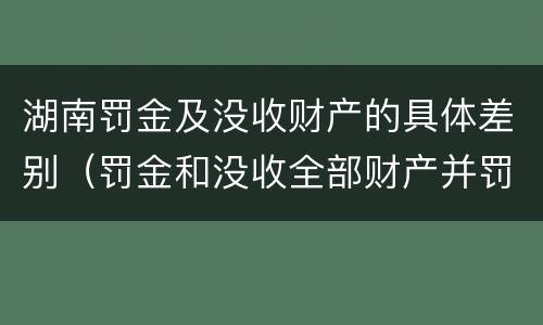 湖南罚金及没收财产的具体差别（罚金和没收全部财产并罚）