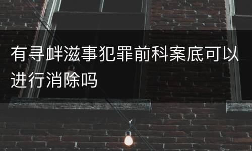 有寻衅滋事犯罪前科案底可以进行消除吗