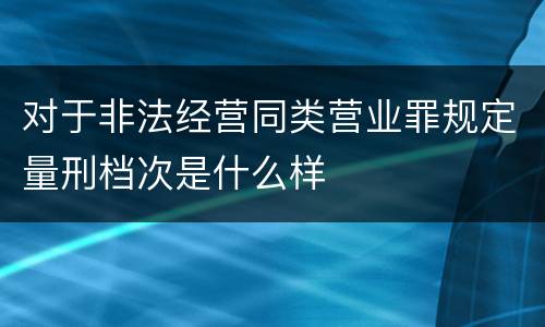 对于非法经营同类营业罪规定量刑档次是什么样
