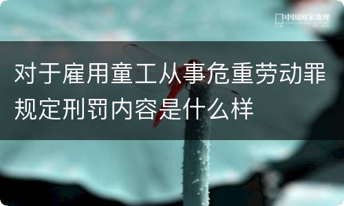对于雇用童工从事危重劳动罪规定刑罚内容是什么样