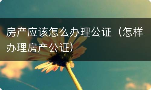 房产应该怎么办理公证（怎样办理房产公证）