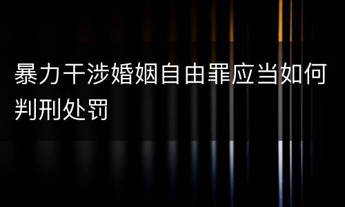 暴力干涉婚姻自由罪应当如何判刑处罚