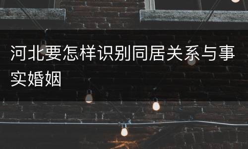 河北要怎样识别同居关系与事实婚姻