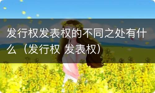 发行权发表权的不同之处有什么（发行权 发表权）