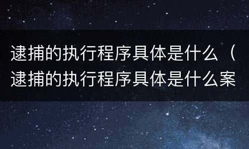 逮捕的执行程序具体是什么（逮捕的执行程序具体是什么案件）