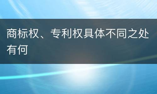 商标权、专利权具体不同之处有何