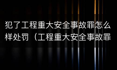 犯了工程重大安全事故罪怎么样处罚（工程重大安全事故罪处罚是什么）