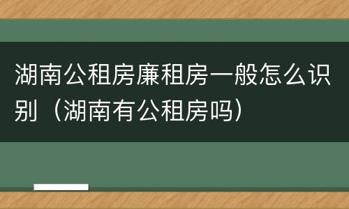 湖南公租房廉租房一般怎么识别（湖南有公租房吗）