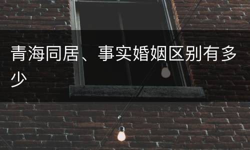 青海同居、事实婚姻区别有多少
