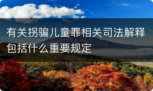有关拐骗儿童罪相关司法解释包括什么重要规定