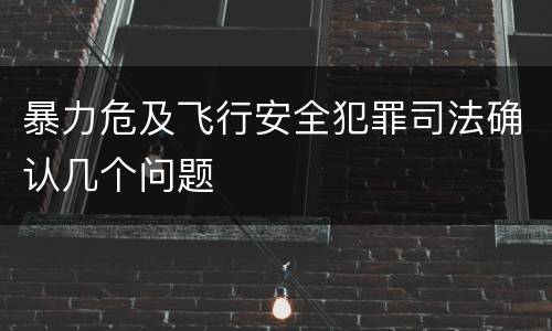 暴力危及飞行安全犯罪司法确认几个问题