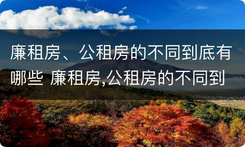 廉租房、公租房的不同到底有哪些 廉租房,公租房的不同到底有哪些区别