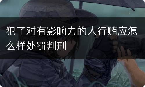 犯了对有影响力的人行贿应怎么样处罚判刑