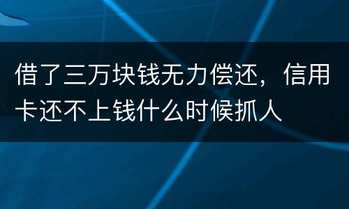借了三万块钱无力偿还，信用卡还不上钱什么时候抓人