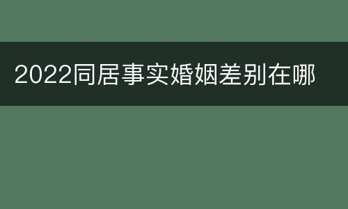 2022同居事实婚姻差别在哪