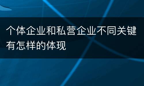 个体企业和私营企业不同关键有怎样的体现
