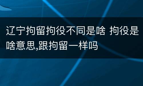 辽宁拘留拘役不同是啥 拘役是啥意思,跟拘留一样吗