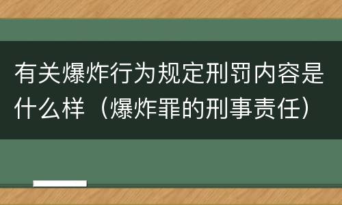 有关爆炸行为规定刑罚内容是什么样（爆炸罪的刑事责任）