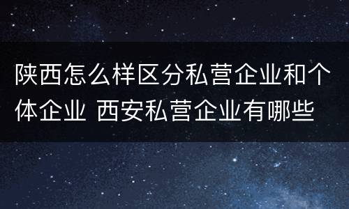 陕西怎么样区分私营企业和个体企业 西安私营企业有哪些