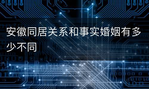 安徽同居关系和事实婚姻有多少不同