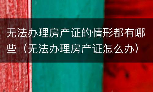 无法办理房产证的情形都有哪些（无法办理房产证怎么办）