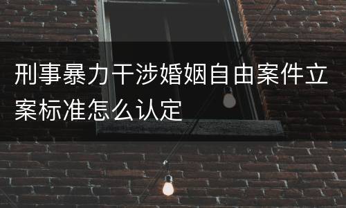 刑事暴力干涉婚姻自由案件立案标准怎么认定