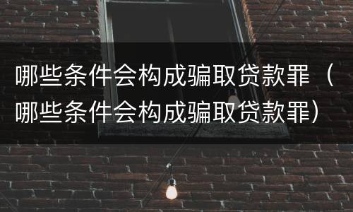 哪些条件会构成骗取贷款罪（哪些条件会构成骗取贷款罪）