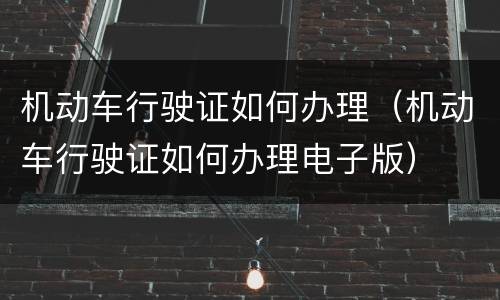 机动车行驶证如何办理（机动车行驶证如何办理电子版）
