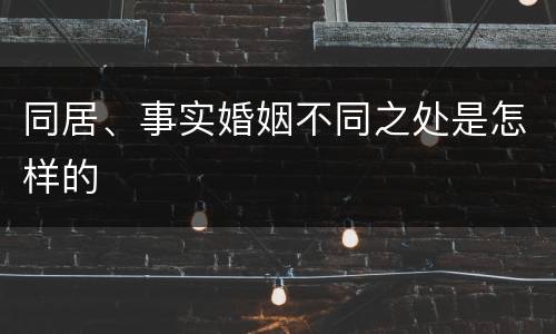 同居、事实婚姻不同之处是怎样的