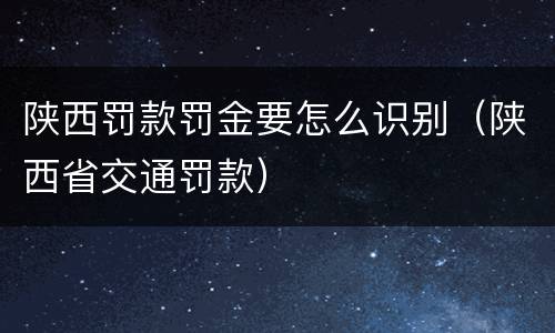 陕西罚款罚金要怎么识别（陕西省交通罚款）