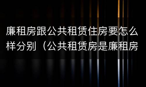 廉租房跟公共租赁住房要怎么样分别（公共租赁房是廉租房吗）