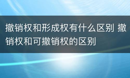 撤销权和形成权有什么区别 撤销权和可撤销权的区别