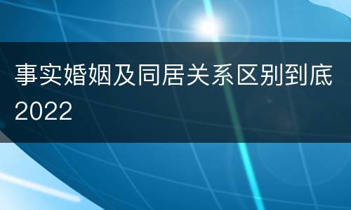 事实婚姻及同居关系区别到底2022