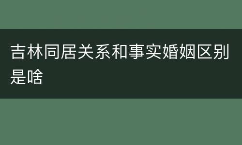 吉林同居关系和事实婚姻区别是啥