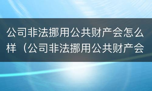 公司非法挪用公共财产会怎么样（公司非法挪用公共财产会怎么样处罚）