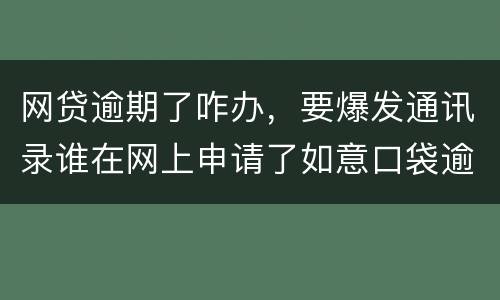 网贷逾期了咋办，要爆发通讯录谁在网上申请了如意口袋逾期了