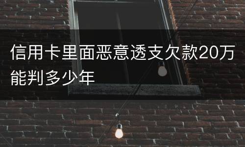 信用卡里面恶意透支欠款20万能判多少年