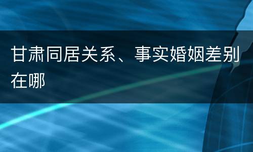 甘肃同居关系、事实婚姻差别在哪
