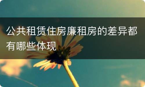 公共租赁住房廉租房的差异都有哪些体现