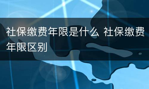 社保缴费年限是什么 社保缴费年限区别
