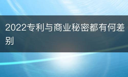 2022专利与商业秘密都有何差别
