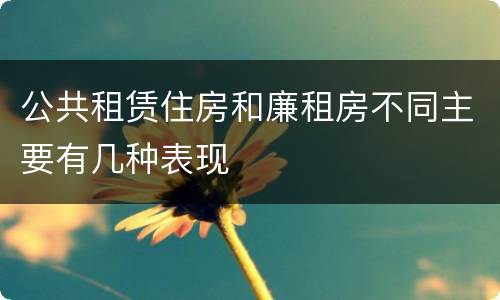 公共租赁住房和廉租房不同主要有几种表现