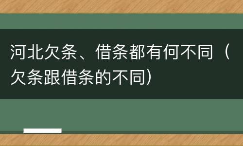河北欠条、借条都有何不同（欠条跟借条的不同）