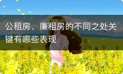 公租房、廉租房的不同之处关键有哪些表现