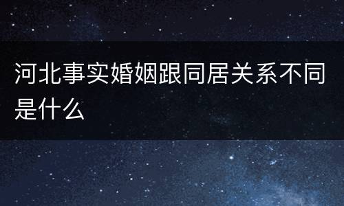 河北事实婚姻跟同居关系不同是什么