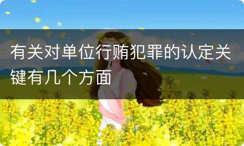 有关对单位行贿犯罪的认定关键有几个方面
