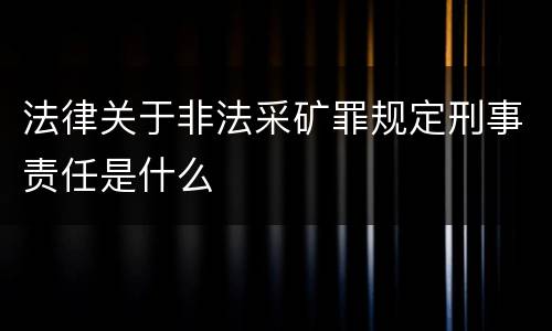 法律关于非法采矿罪规定刑事责任是什么