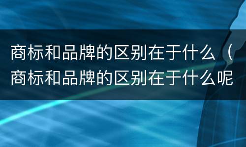 商标和品牌的区别在于什么（商标和品牌的区别在于什么呢）