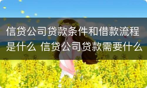 信贷公司贷款条件和借款流程是什么 信贷公司贷款需要什么手续